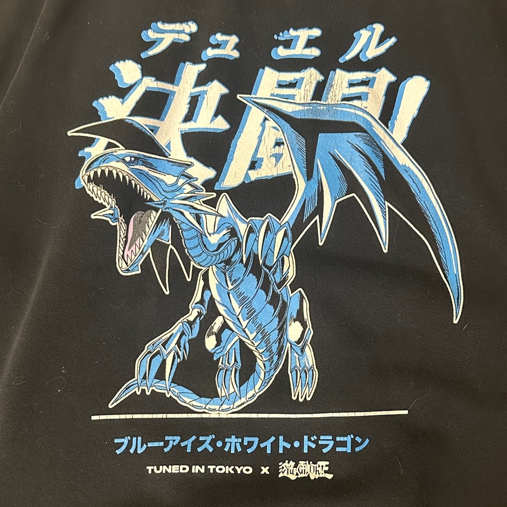 Yugioh Black Hoodie with Blue-Eyes White Dragon Graphic - Picture 4 of 5